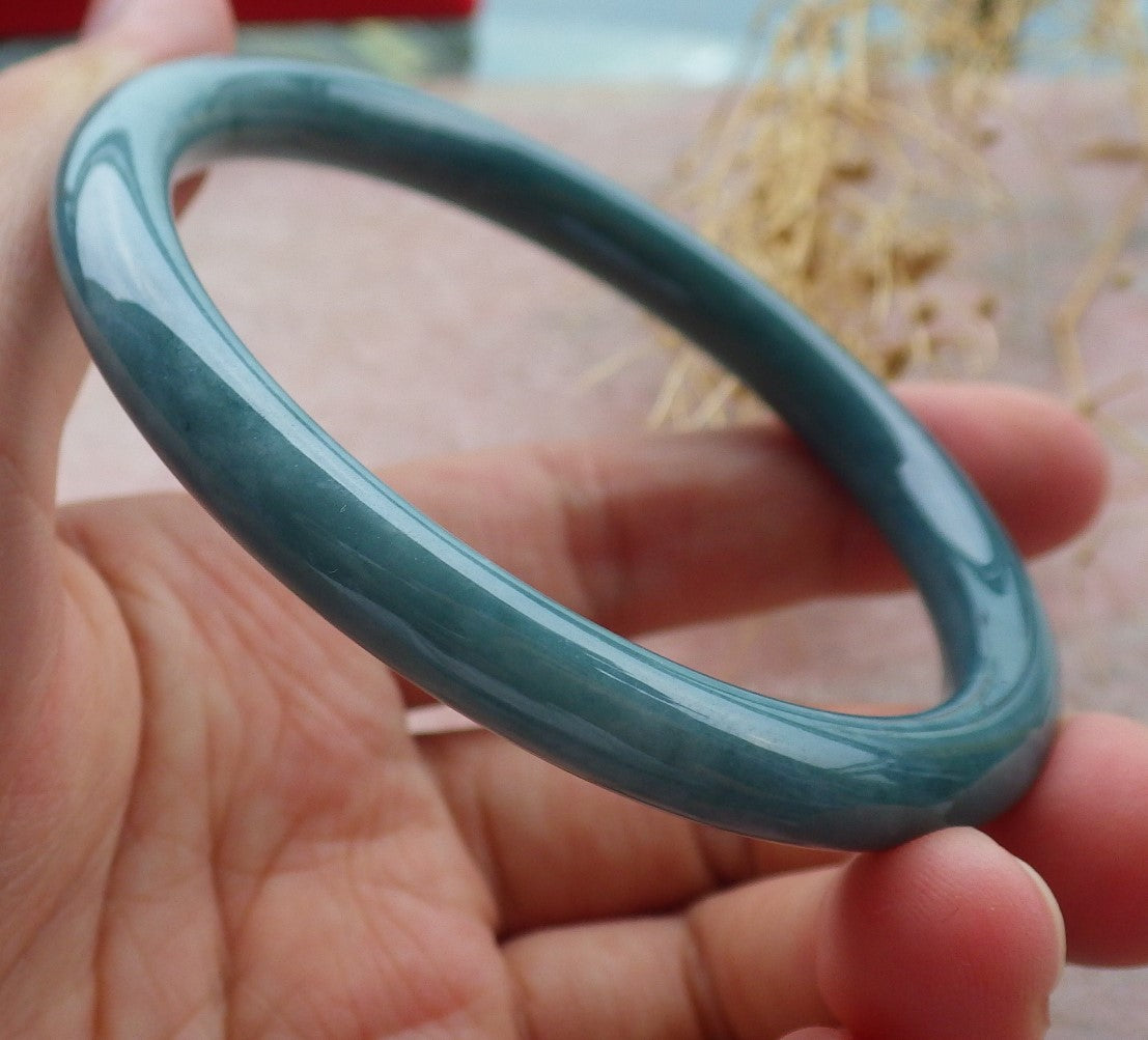 Certified Green Burma 100% Natural A JADE Jadeite Circle Bangle Bracelet 58mm 手镯 638329  TN