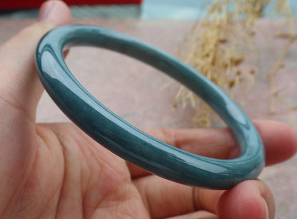 Certified Green Burma 100% Natural A JADE Jadeite Circle Bangle Bracelet 58mm 手镯 638329  TN
