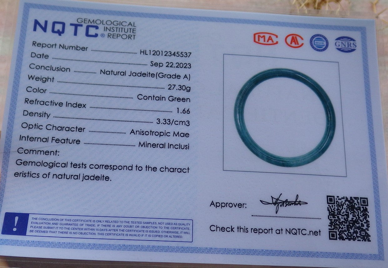Certified Green Burma 100% Natural A JADE Jadeite Circle Bangle Bracelet 58mm 手镯 638329  TN