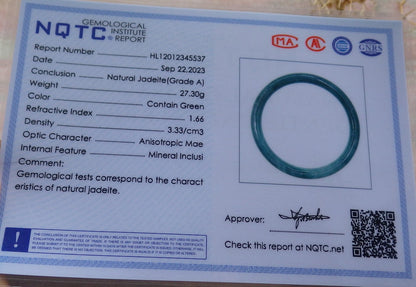 Certified Green Burma 100% Natural A JADE Jadeite Circle Bangle Bracelet 58mm 手镯 638329  TN