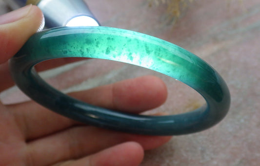 Certified Icy Green Burma 100% Natural A JADE Jadeite Circle Bangle Bracelet 58 mm 手镯 638338  TN