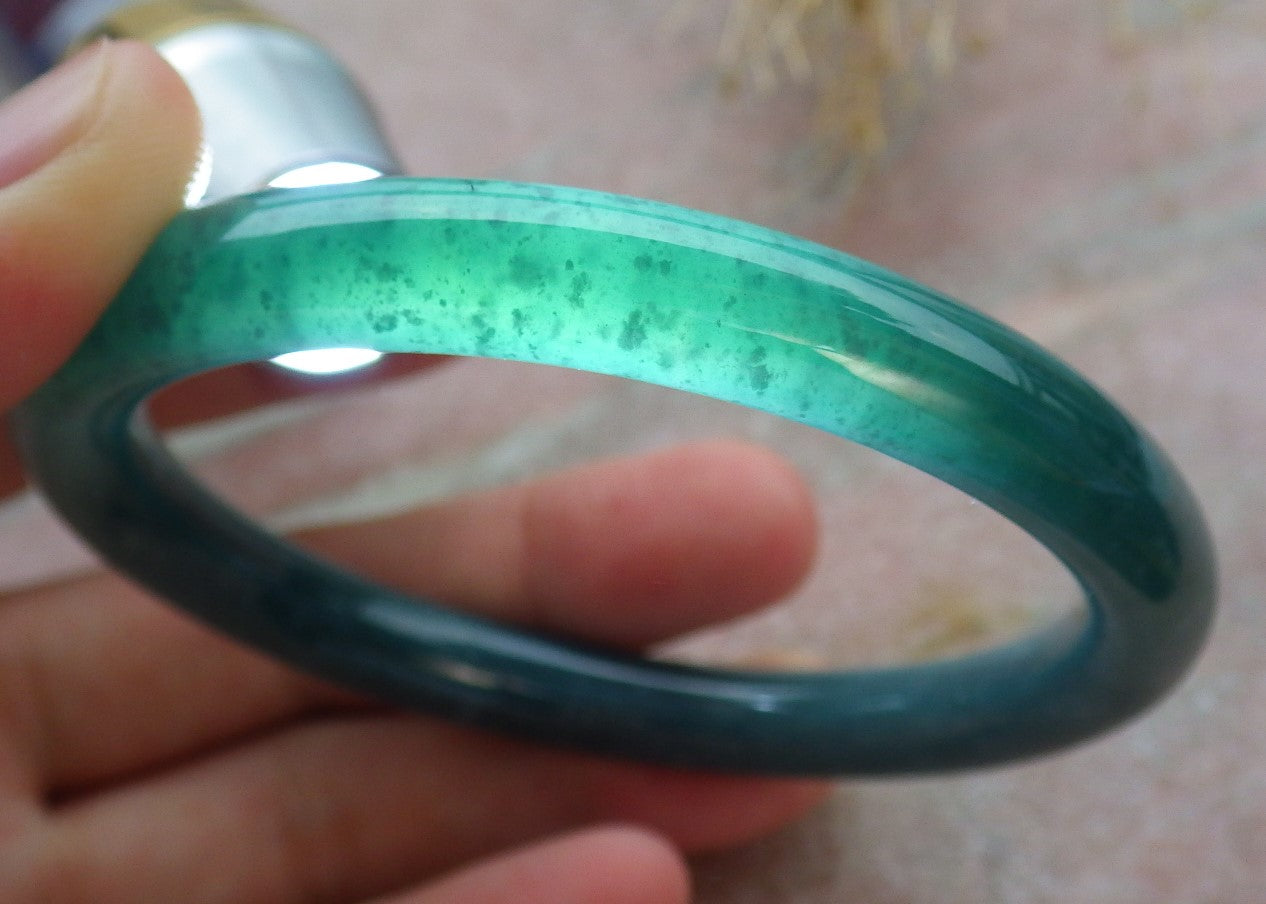 Certified Icy Green Burma 100% Natural A JADE Jadeite Circle Bangle Bracelet 58 mm 手镯 638338  TN