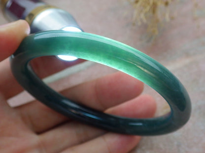 Certified Icy Green Burma 100% Natural A JADE Jadeite Circle Bangle Bracelet 58 mm 手镯 638338  TN