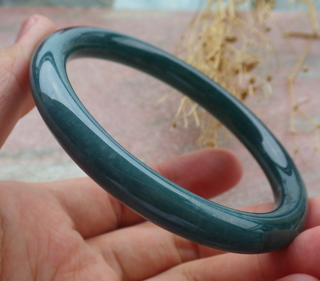 Certified Icy Green Burma 100% Natural A JADE Jadeite Circle Bangle Bracelet 58 mm 手镯 638338  TN