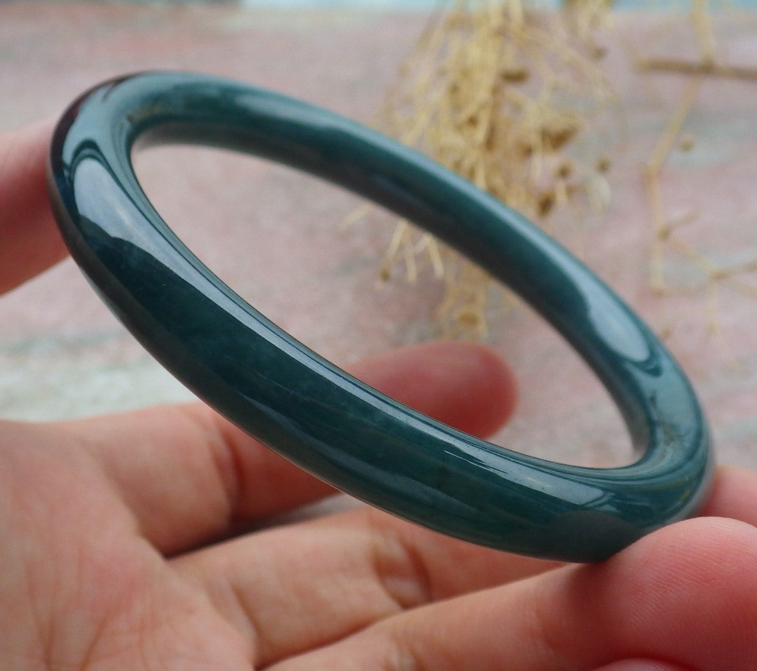 Certified Icy Green Burma 100% Natural A JADE Jadeite Circle Bangle Bracelet 58 mm 手镯 638338  TN