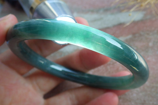 Certified Icy Green Burma 100% Natural A JADE Jadeite Bangle Bracelet 58 mm 手镯 638514  TN