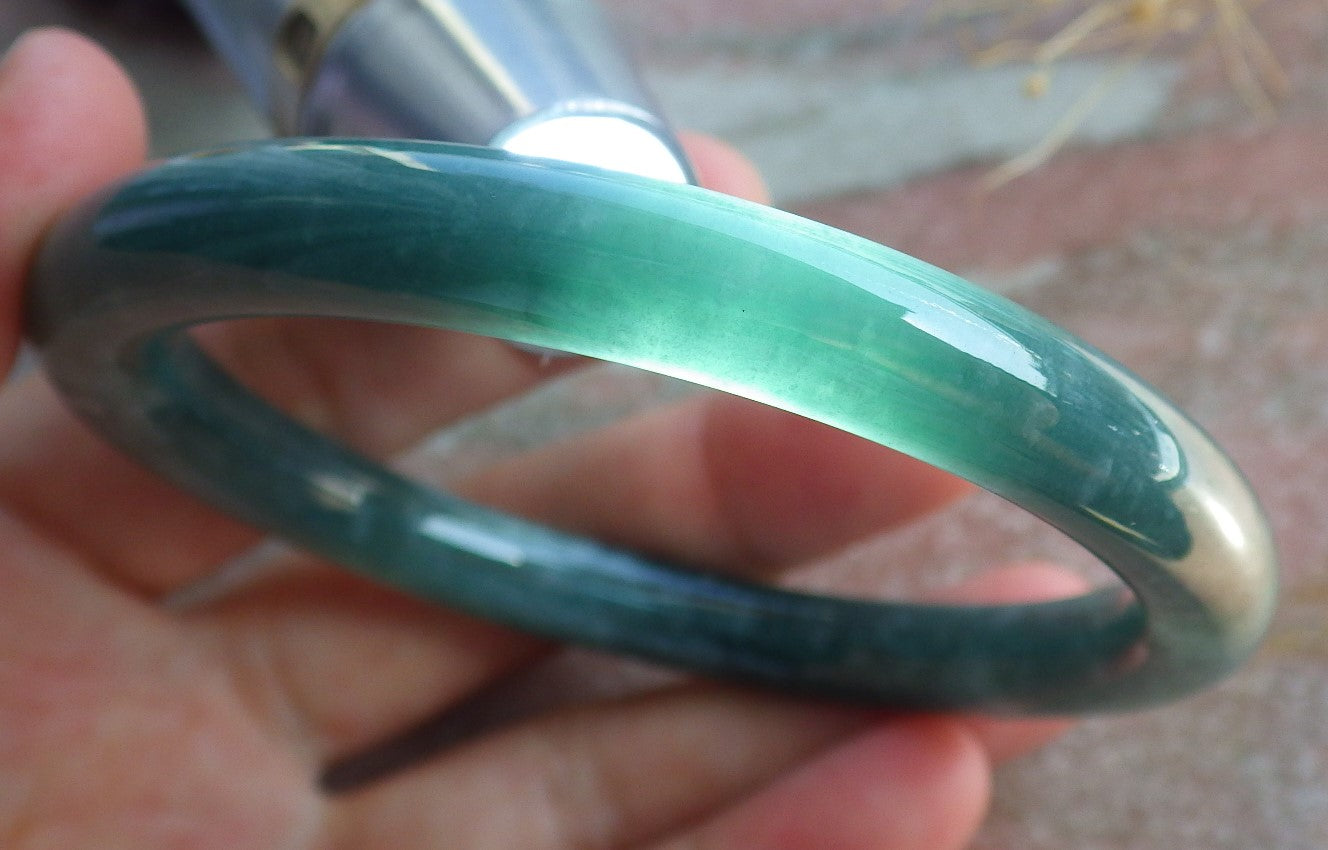 Certified Icy Green Burma 100% Natural A JADE Jadeite Bangle Bracelet 58 mm 手镯 638514  TN