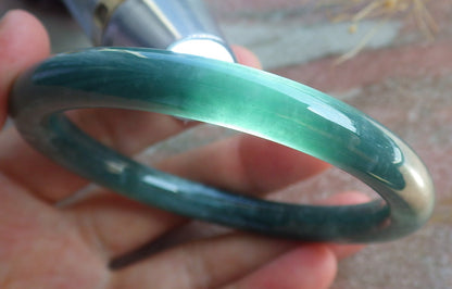 Certified Icy Green Burma 100% Natural A JADE Jadeite Bangle Bracelet 58 mm 手镯 638514  TN