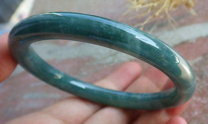 Certified Icy Green Burma 100% Natural A JADE Jadeite Bangle Bracelet 58 mm 手镯 638514  TN