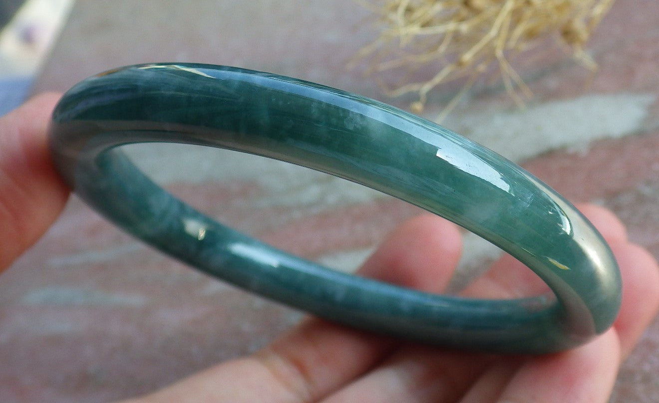 Certified Icy Green Burma 100% Natural A JADE Jadeite Bangle Bracelet 58 mm 手镯 638514  TN