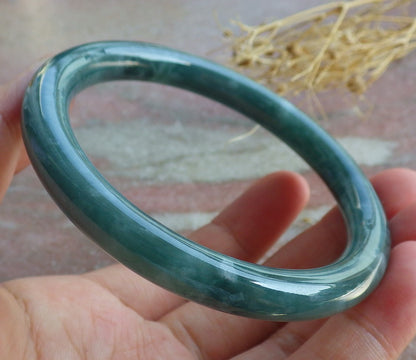 Certified Icy Green Burma 100% Natural A JADE Jadeite Bangle Bracelet 58 mm 手镯 638514  TN