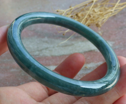 Certified Icy Green Burma 100% Natural A JADE Jadeite Bangle Bracelet 58 mm 手镯 638514  TN