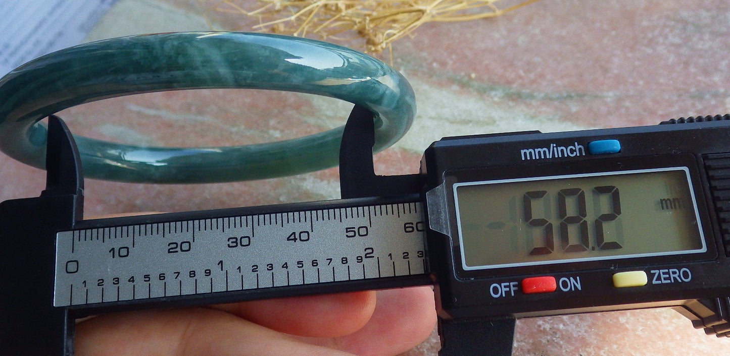 Certified Icy Green Burma 100% Natural A JADE Jadeite Bangle Bracelet 58 mm 手镯 638514  TN