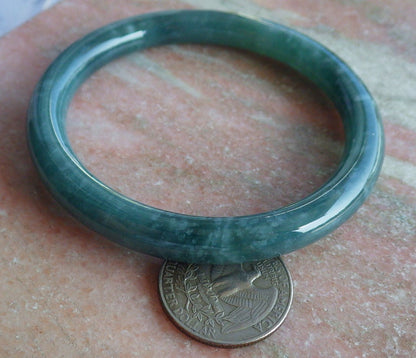Certified Icy Green Burma 100% Natural A JADE Jadeite Bangle Bracelet 58 mm 手镯 638514  TN