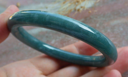 Certified Green Burma 100% Natural A JADE Jadeite Bangle Bracelet 54 mm 手镯 638535  TN