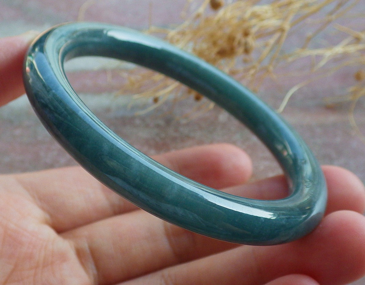 Certified Green Burma 100% Natural A JADE Jadeite Bangle Bracelet 54 mm 手镯 638535  TN