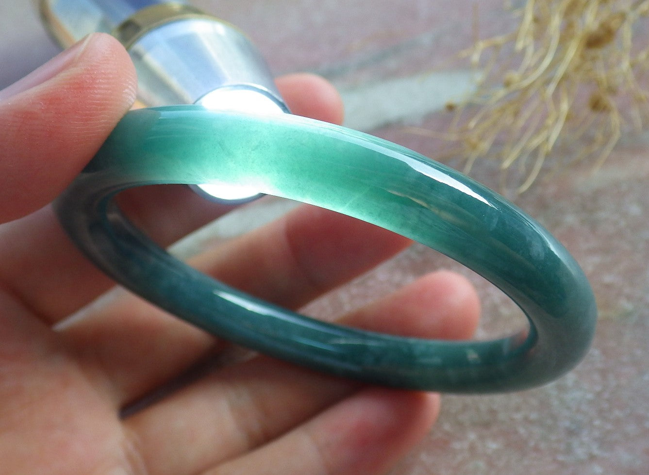 Certified Icy Green Burma 100% Natural A JADE Jadeite Bangle Bracelet 55 mm 手镯 638553  TN