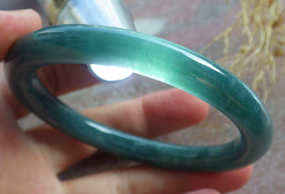 Certified Icy Green Burma 100% Natural A JADE Jadeite Bangle Bracelet 55 mm 手镯 638553  TN
