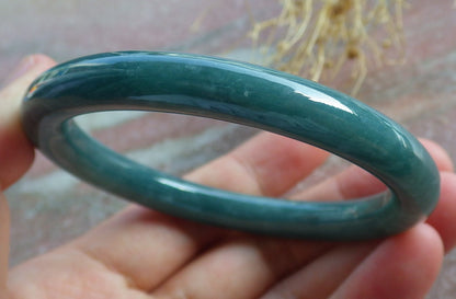 Certified Icy Green Burma 100% Natural A JADE Jadeite Bangle Bracelet 55 mm 手镯 638553  TN