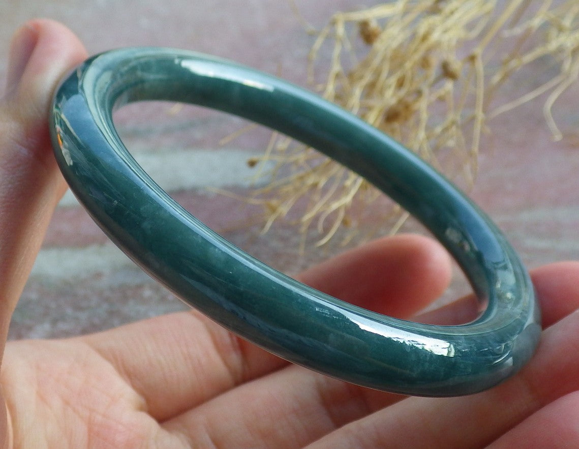 Certified Icy Green Burma 100% Natural A JADE Jadeite Bangle Bracelet 55 mm 手镯 638553  TN