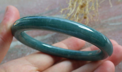Certified Icy Green Burma 100% Natural A JADE Jadeite Bangle Bracelet 55 mm 手镯 638553  TN