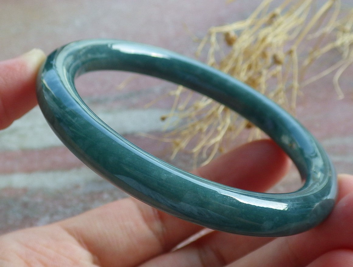 Certified Icy Green Burma 100% Natural A JADE Jadeite Bangle Bracelet 55 mm 手镯 638553  TN