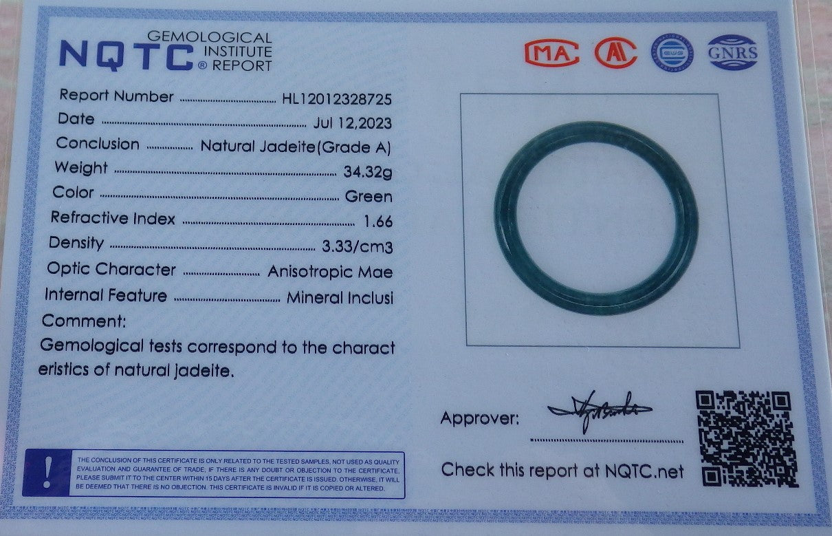 Certified Icy Green Burma 100% Natural A JADE Jadeite Bangle Bracelet 55 mm 手镯 638553  TN