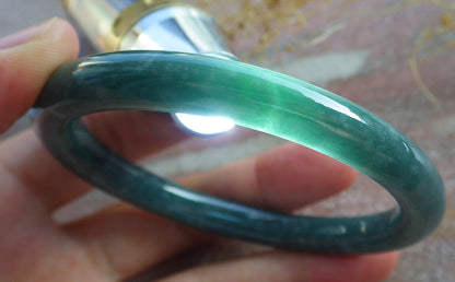 Certified Green Burma 100% Natural A JADE Jadeite Bangle Bracelet 57 mm 手镯 638601  TN