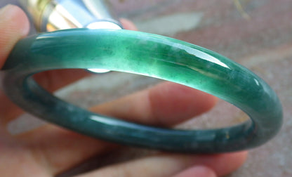 Certified Green Burma 100% Natural A JADE Jadeite Bangle Bracelet 57 mm 手镯 638601  TN