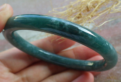 Certified Green Burma 100% Natural A JADE Jadeite Bangle Bracelet 57 mm 手镯 638601  TN