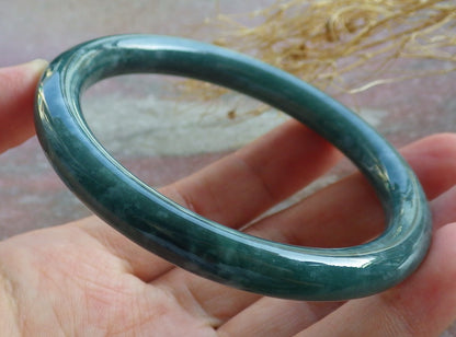 Certified Green Burma 100% Natural A JADE Jadeite Bangle Bracelet 57 mm 手镯 638601  TN