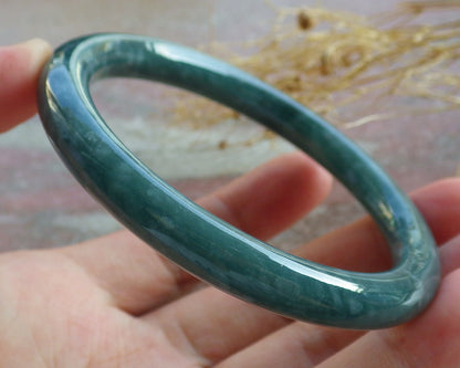 Certified Green Burma 100% Natural A JADE Jadeite Bangle Bracelet 57 mm 手镯 638601  TN
