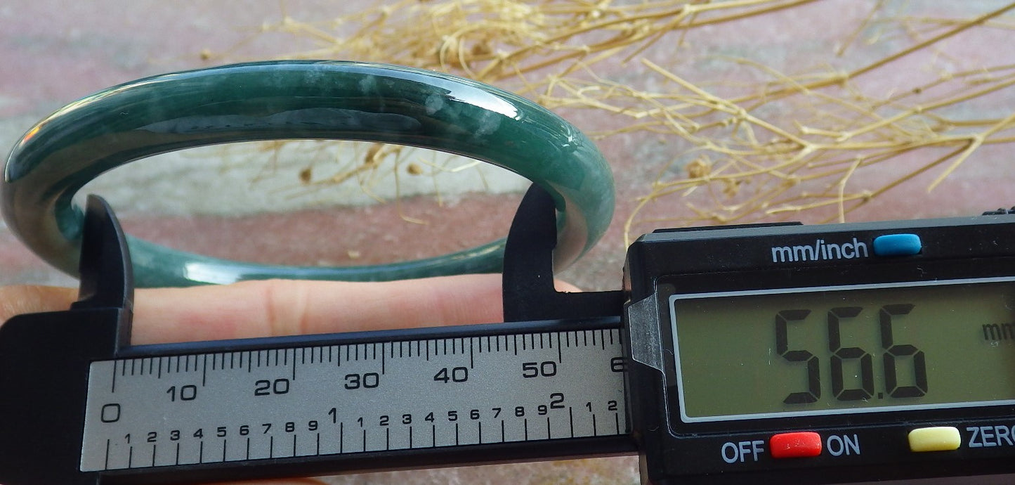 Certified Green Burma 100% Natural A JADE Jadeite Bangle Bracelet 57 mm 手镯 638601  TN