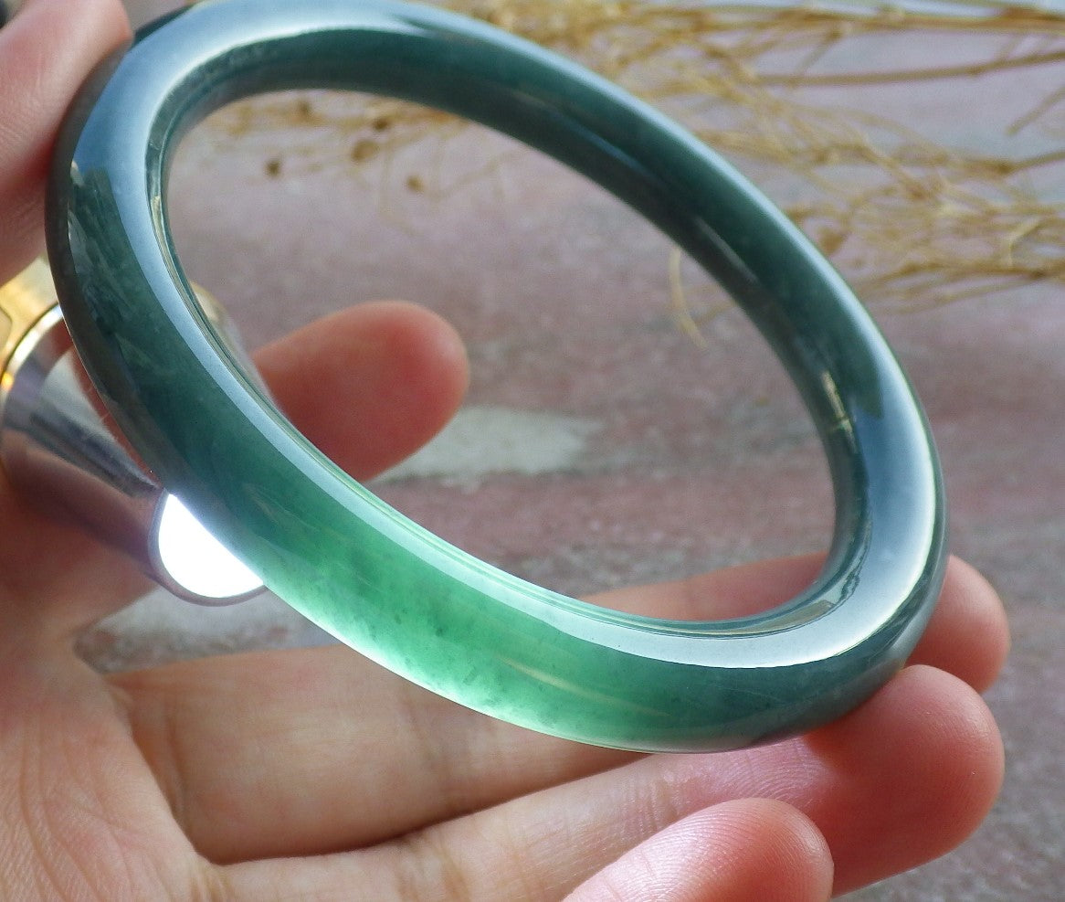 Certified Green Burma 100% Natural A JADE Jadeite Bangle Bracelet 58 mm 手镯 638611  TN