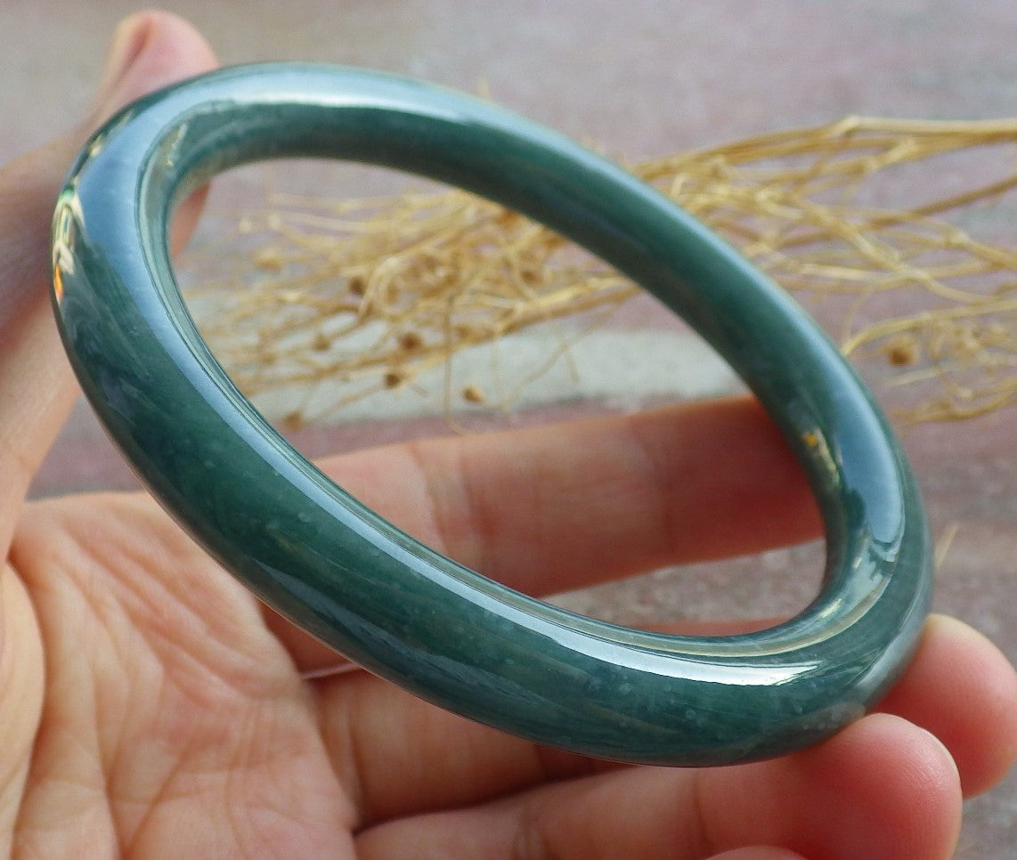 Certified Green Burma 100% Natural A JADE Jadeite Bangle Bracelet 58 mm 手镯 638611  TN