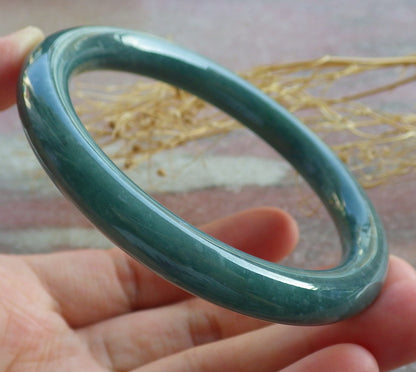 Certified Green Burma 100% Natural A JADE Jadeite Bangle Bracelet 58 mm 手镯 638611  TN