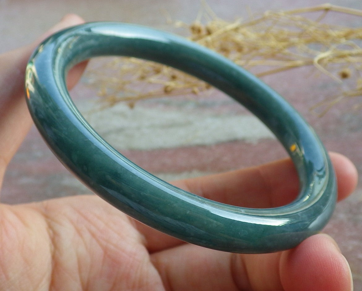 Certified Green Burma 100% Natural A JADE Jadeite Bangle Bracelet 58 mm 手镯 638611  TN