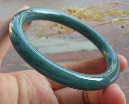 Certified Green Burma 100% Natural A JADE Jadeite Bangle Bracelet 58 mm 手镯 638611  TN