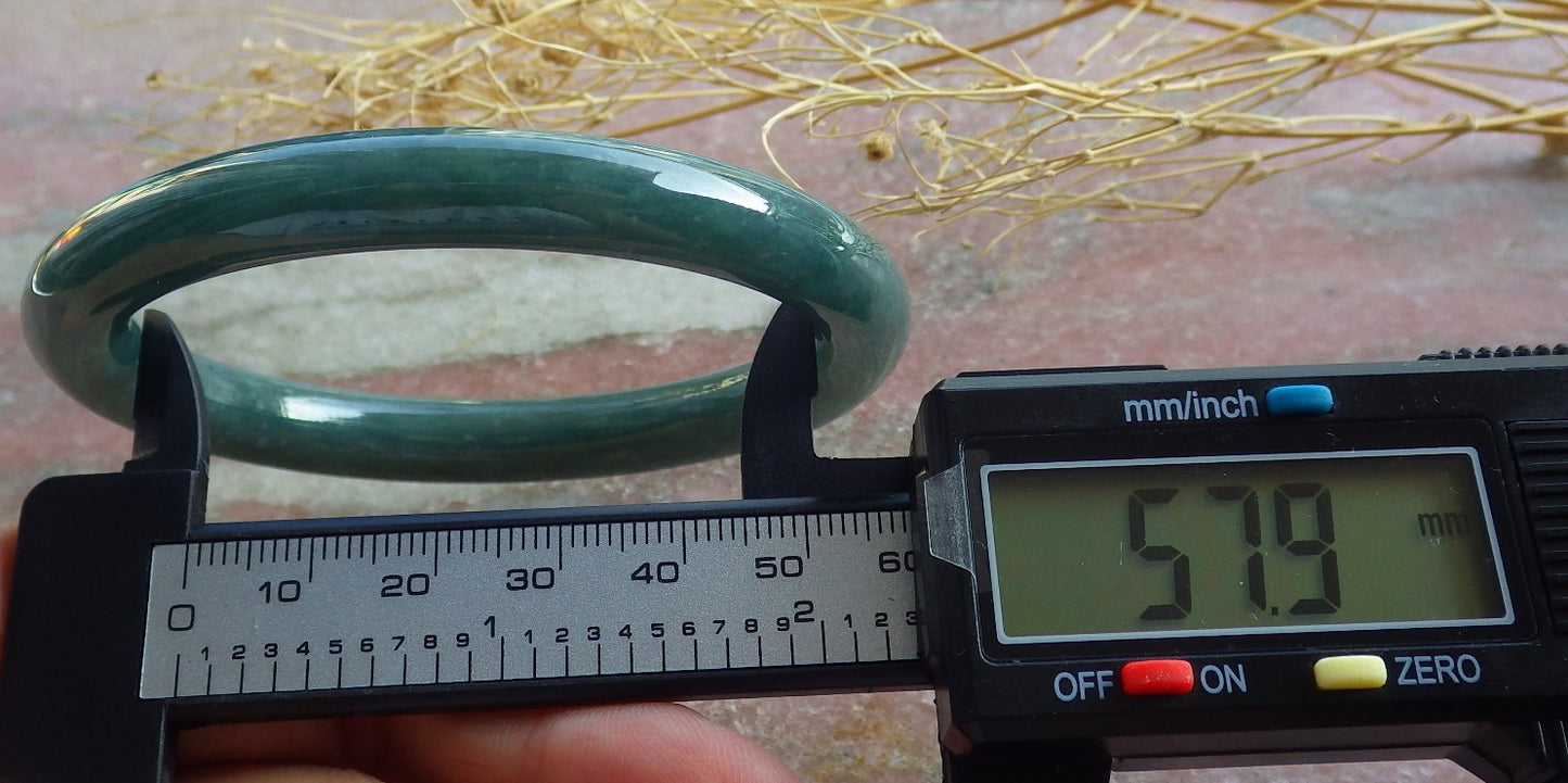 Certified Green Burma 100% Natural A JADE Jadeite Bangle Bracelet 58 mm 手镯 638611  TN
