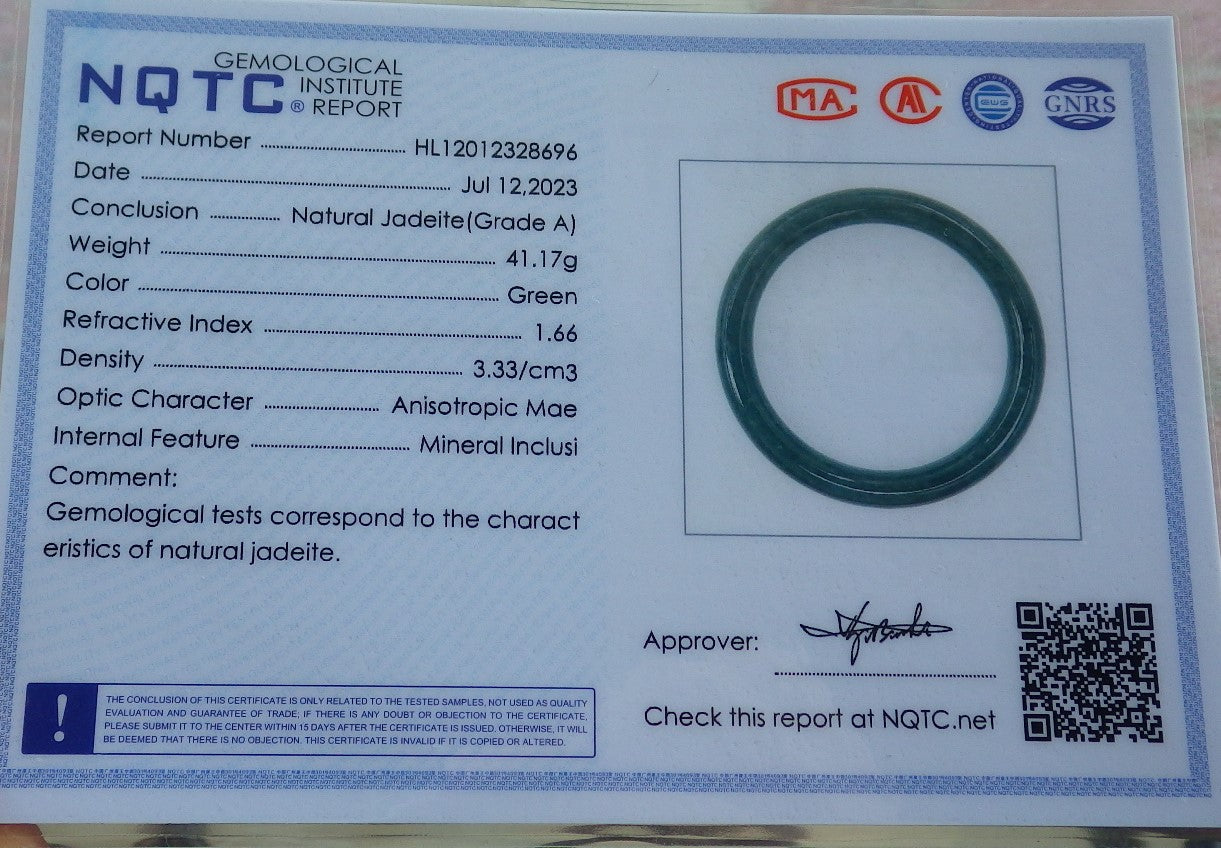 Certified Green Burma 100% Natural A JADE Jadeite Bangle Bracelet 58 mm 手镯 638611  TN