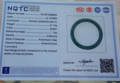 Certified Green Burma 100% Natural A JADE Jadeite Bangle Bracelet 58 mm 手镯 638611  TN