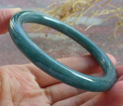 Certified Green Burma 100% Natural A JADE Jadeite Bangle Bracelet 57 mm 手镯 638622  TN