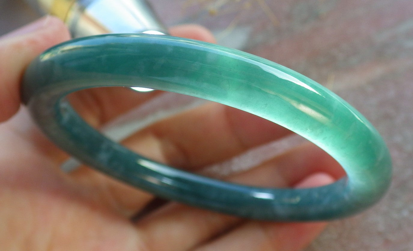 Certified Green Burma 100% Natural A JADE Jadeite Bangle Bracelet 54mm 手镯 638660  TN