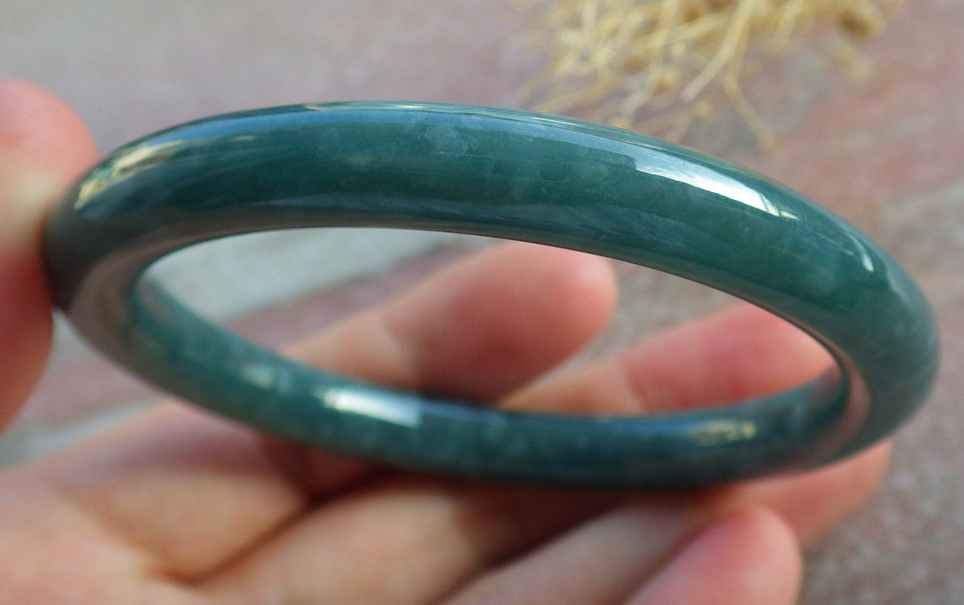 Certified Green Burma 100% Natural A JADE Jadeite Bangle Bracelet 54mm 手镯 638660  TN