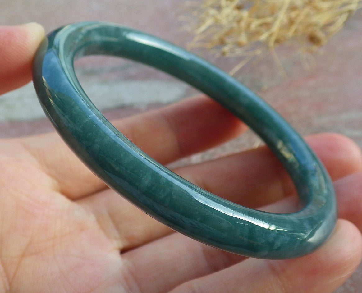 Certified Green Burma 100% Natural A JADE Jadeite Bangle Bracelet 54mm 手镯 638660  TN