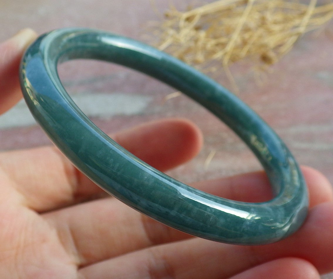 Certified Green Burma 100% Natural A JADE Jadeite Bangle Bracelet 54mm 手镯 638660  TN