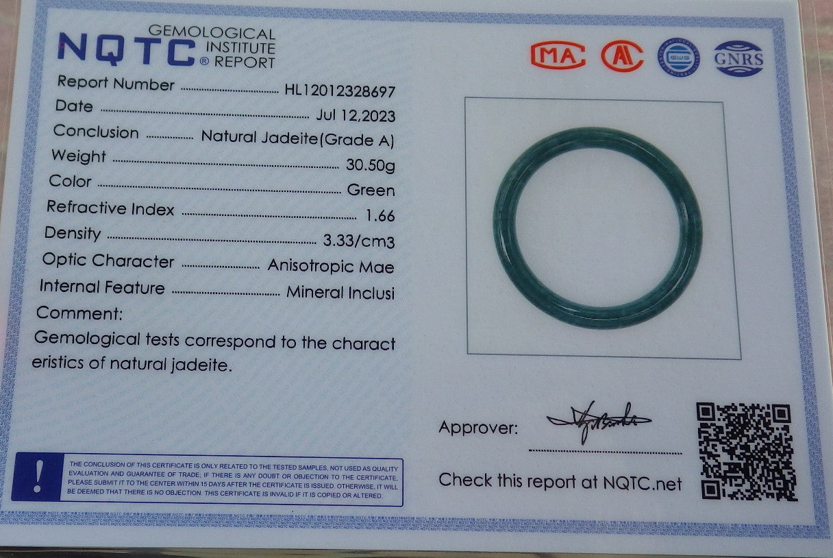 Certified Green Burma 100% Natural A JADE Jadeite Bangle Bracelet 54mm 手镯 638660  TN