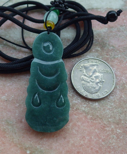 Certified Green Burma 100% Natural A Jade jadeite Pendant Guanyin Kwan Yin Necklace 观音 638756  TN