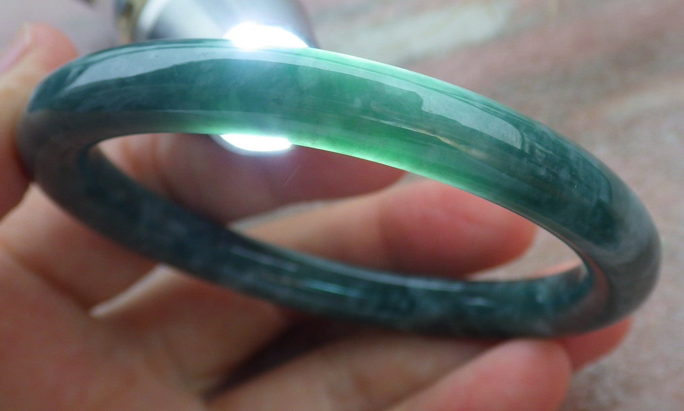 Certified Icy Green Burma 100% Natural A JADE Jadeite Circle Bangle Bracelet 56 mm 手镯 638773  TN