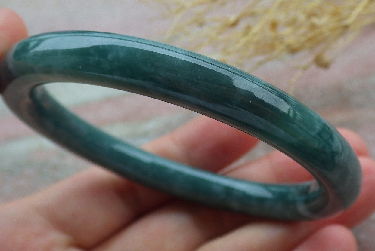 Certified Icy Green Burma 100% Natural A JADE Jadeite Circle Bangle Bracelet 56 mm 手镯 638773  TN